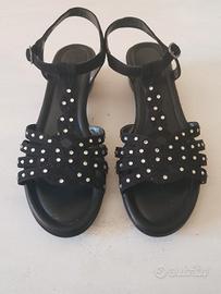 sandali scamosciati neri con strass