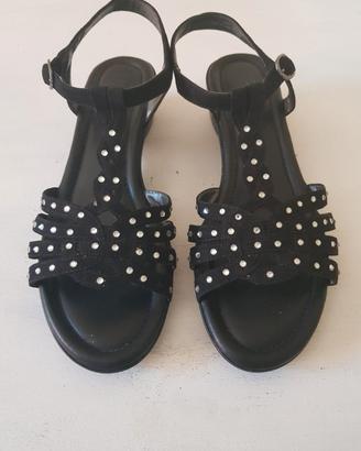 sandali scamosciati neri con strass