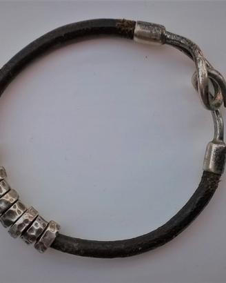 Bracciale cuoio e argento