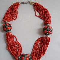Collana di corallo rosso, artigianale 