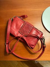 Borsa in pelle cuoio rossa - Hippie / Hippy