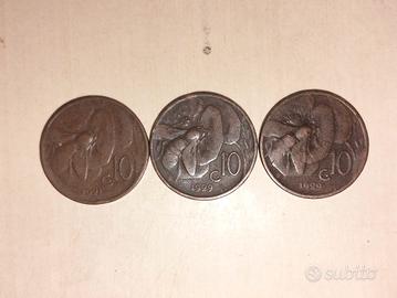  3 monete 10 cent Vittorio Emanuele 3