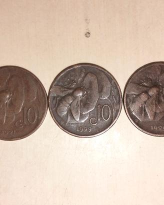  3 monete 10 cent Vittorio Emanuele 3
