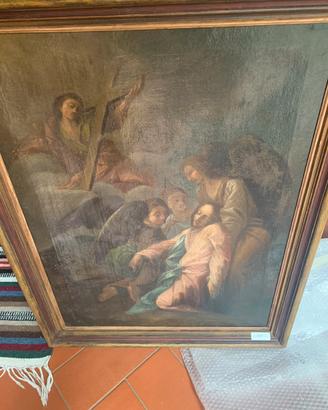Antico dipinto olio su tela Deposizione di Cristo