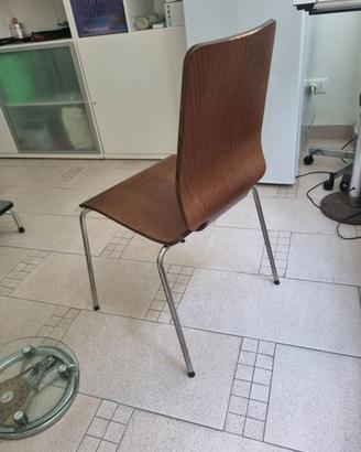 Sedie in legno e metallo cromato