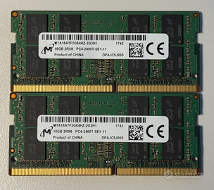 RAM laptop DDR4 SODIMM 2x16 GB 2400MHz - TOT 32GB