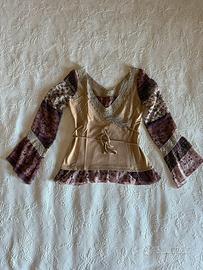 Maglia boho BXB con pizzo e maniche a campana