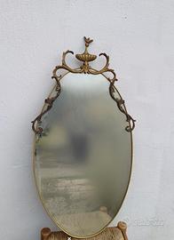 Specchio antico ottone e vetro 