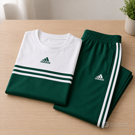 Tuta sportiva donna nuova verde/bianca – 2 pezzi