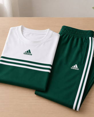Tuta sportiva donna nuova verde/bianca – 2 pezzi