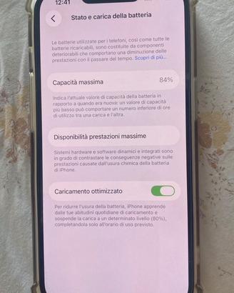 Phone 14 128 giga batteria 84%