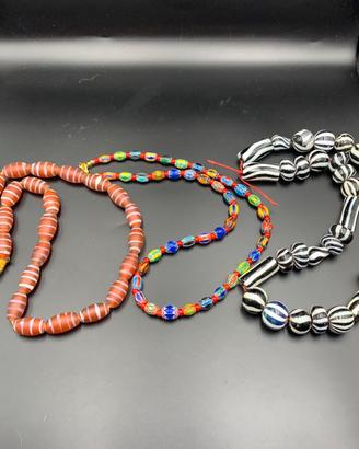 Collana di perle di vetro da 3 pezzi, fili