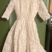 Vestito donna bianco pizzo organza anni '50/'60