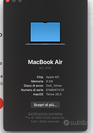 MacBook Air Mac14,2  MLY33T/A Apple M2 2022