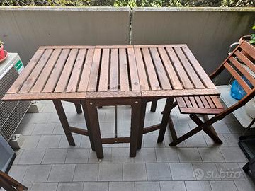 tavolo esterni ripiegabile 130 x 70 +2 sedie