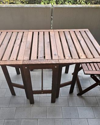 tavolo esterni ripiegabile 130 x 70 +2 sedie