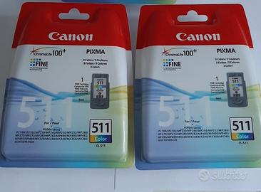 Lotto di 2 cartucce Canon CL511 colore Originali