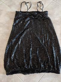 vestito  corto tutto di paillettes nero