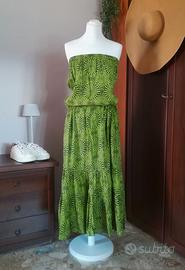 Vestito lungo verde a pallini Contro Corrente Tg.U