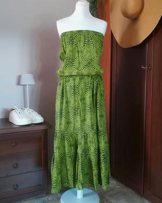 Vestito lungo verde a pallini Contro Corrente Tg.U