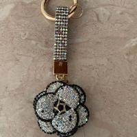 Portachiavi Fiore Strass Oro bigiotteria