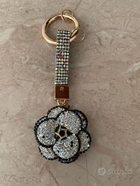 Portachiavi Fiore Strass Oro bigiotteria