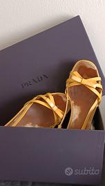 PRADA Vintage 2006 Sandali Wedge Vernice Bamboo 