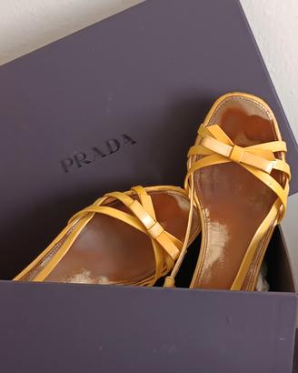 PRADA Vintage 2006 Sandali Wedge Vernice Bamboo 