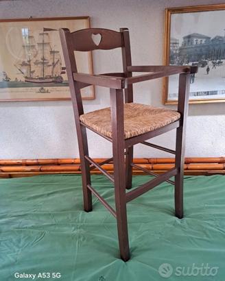 Seggiolone bimbo vintage  legno massello 