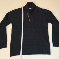 Maglione Imperial Blu scuro XL misto lana con zip