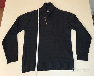 Maglione Imperial Blu scuro XL misto lana con zip