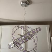 Lampadario moderno viola e argento +  2 abat jou