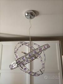 Lampadario moderno viola e argento +  2 abat jou