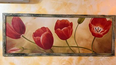 Quadro in legno cm 144 x 55 Tulipani