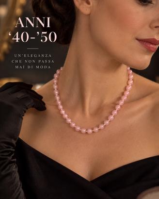 Collana perle pasta vitrea rosa chiusura gioiello