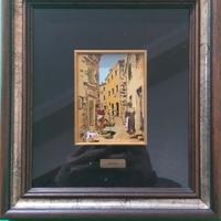Piccolo quadro con cornice su lastra in oro 985%