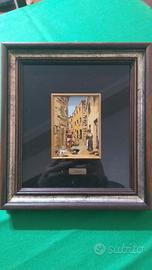 Piccolo quadro con cornice su lastra in oro 985%