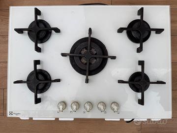 Piano cottura Gas cristallo bianco 5 fuochi