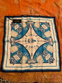 Foulard dolce & gabbana light blue in seta nuovo