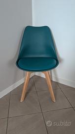 Set 4 sedie stile nordico blu petrolio