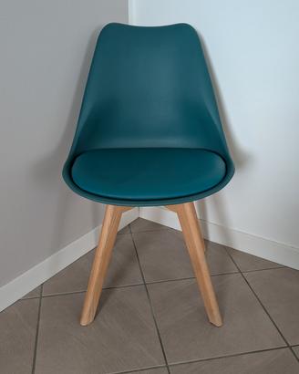 Set 4 sedie stile nordico blu petrolio
