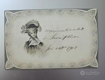 Cartolina antica viaggiata DONNA ART NOUVEAU