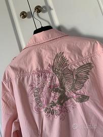 Camicia rosa di Esprit con aquila e borchie tg. L