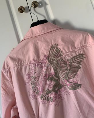 Camicia rosa di Esprit con aquila e borchie tg. L