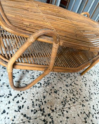 Tavolino caffè vintage in rattan e vimini