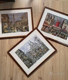 Set 3 quadri litografie Parigi Maurice Legendre