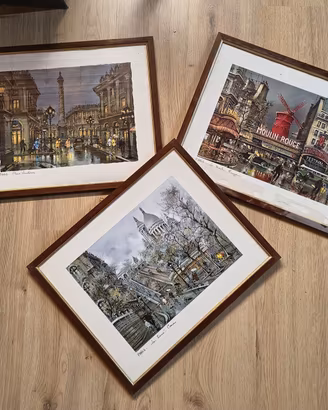 Set 3 quadri litografie Parigi Maurice Legendre