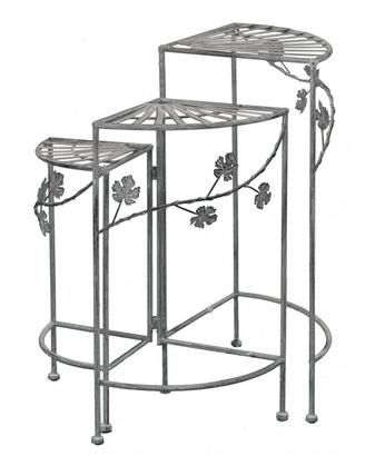Etagere Girevole Ferro 3 Ripiani Bianco Ossidato