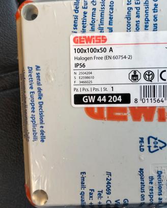 Scatola di derivazione Gewiss,Plastic.Grigio, IP56