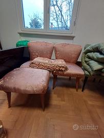 set due sedie poggia piedi e copriletto